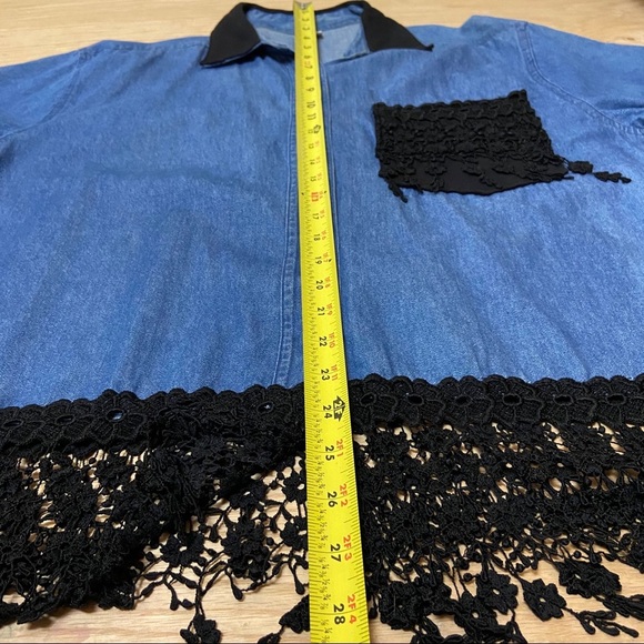 Vintage Denim Top with lace and fringe - Picture 8 of 8